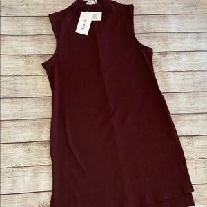 JustFab High Slit Rib-Knit Maroon Dress Size XL
